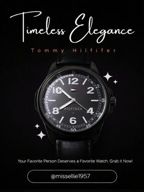 Men’s Tommy Hilfiger Black Leather Strap Watch